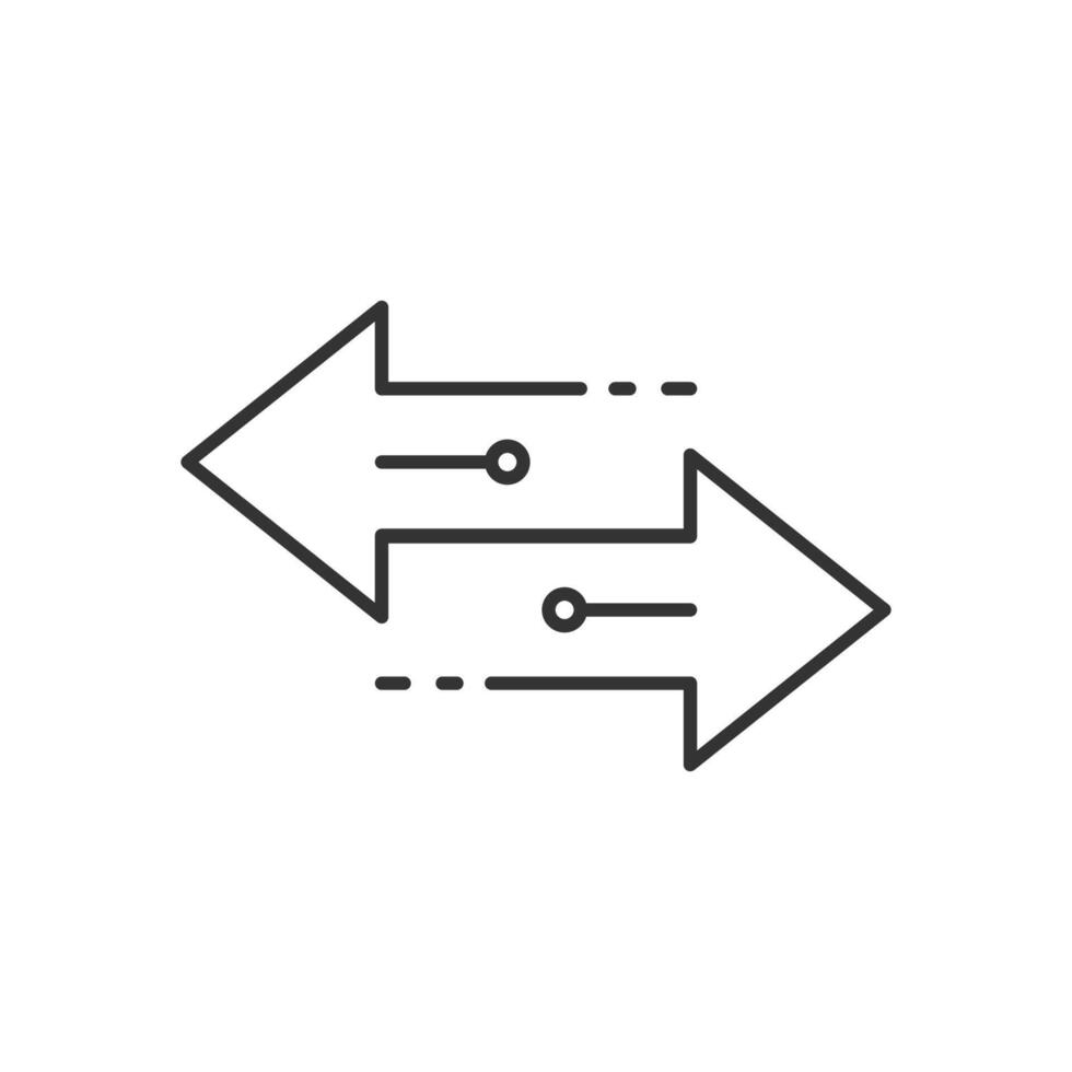 Transfer arrows outline icon. linear style sign for mobile concept and web design. Left right arrows simple line icon. Symbol, logo illustration. vector