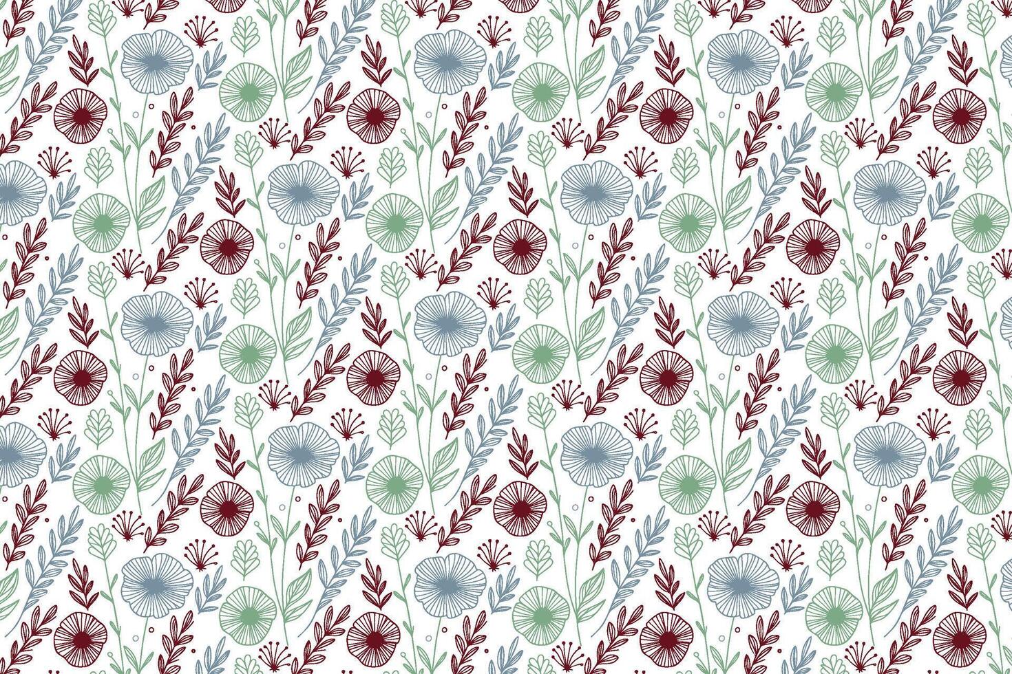 floral outline pattern in simple sketch style suitable for textile printing bedsheets fashion wear wrapping paper and tabletop fabric vector