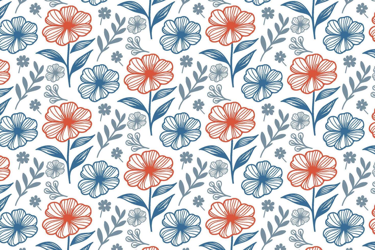 outline floral pattern drawn in single stroke design for pillow cover printing wrapping paper home fashion and fabric surfaces vector