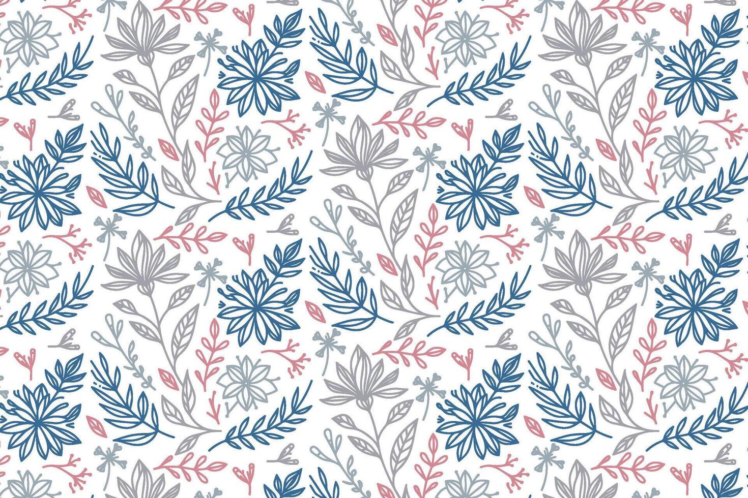 modern botanical outline floral pattern created in one line sketch for textile printing fashion clothing and surface designs vector