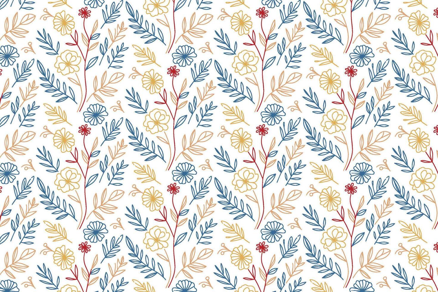hand drawn floral pattern using minimal sketch lines for fashion apparel printing kitchen linens and wrap design vector
