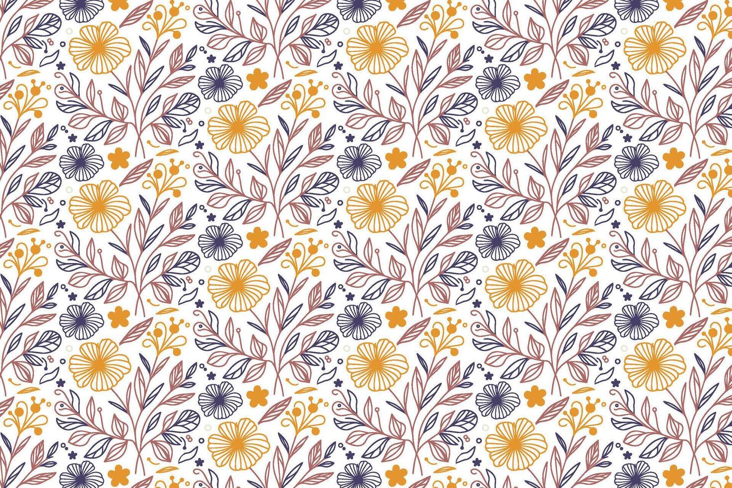 abstract flower pattern in line sketch drawing for creative surface textile fashion wear kitchen fabric and gift wrap vector