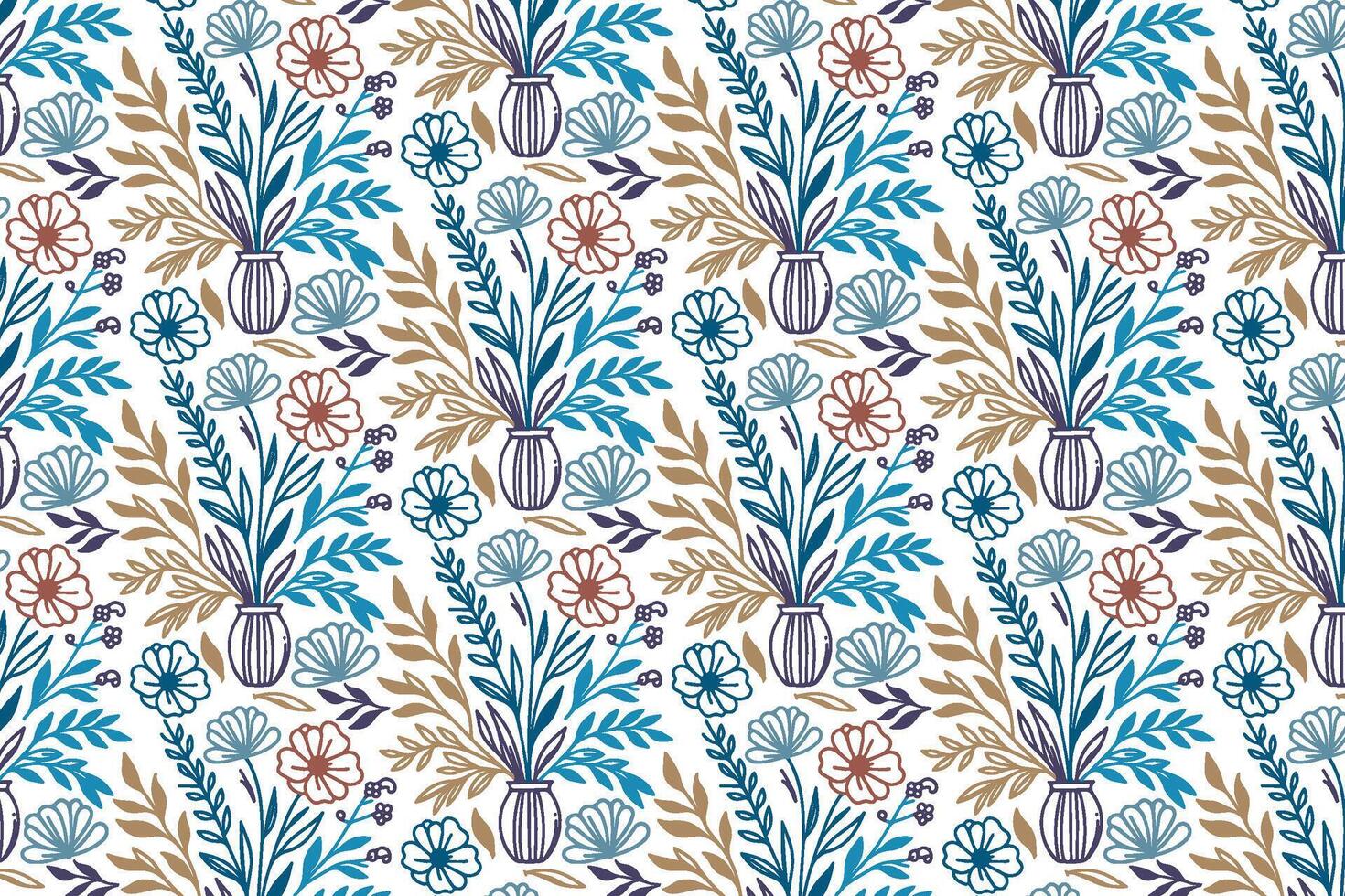 hand drawn one line flower pattern ideal for fabric printing women apparel decoration wrapping paper and home surface textiles vector
