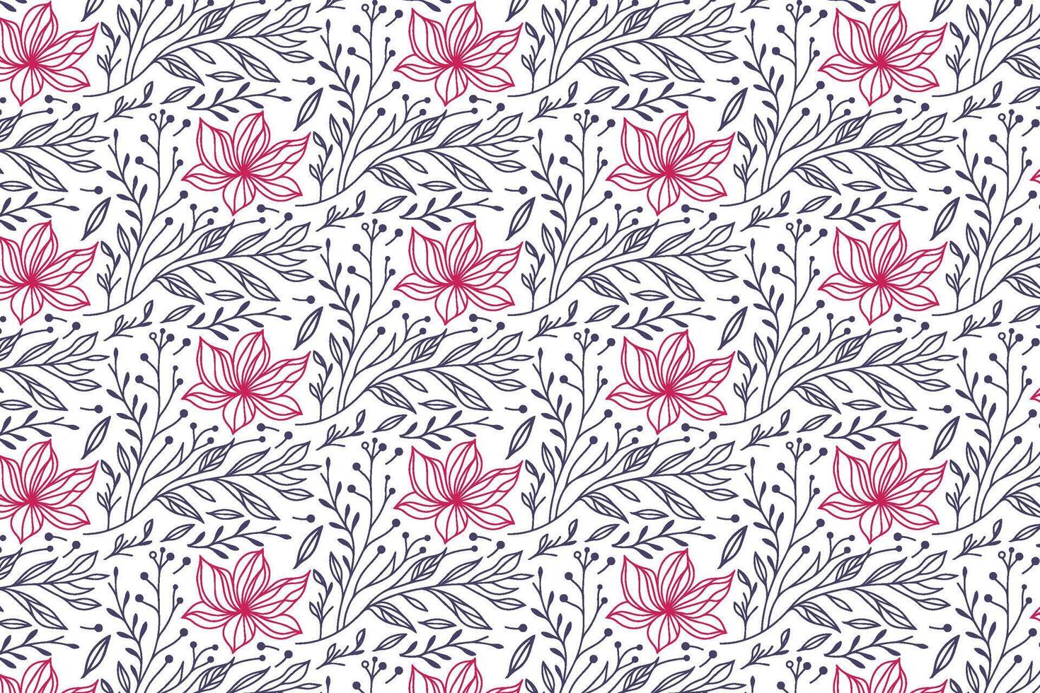 botanical one line art pattern with flower motifs for home textile production gift wrap apparel fashion and fabric prints vector