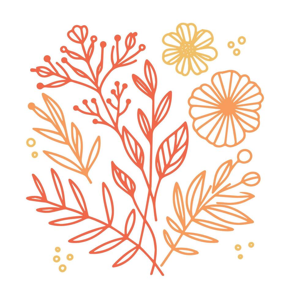 abstract floral art with fine line botanical art and trendy blossom elements for modern wrapping paper and textile uses vector