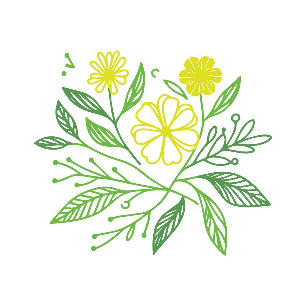 artistic floral line drawing with cotton flower outlines and contemporary design style for cushion patterns and fabric swatches vector