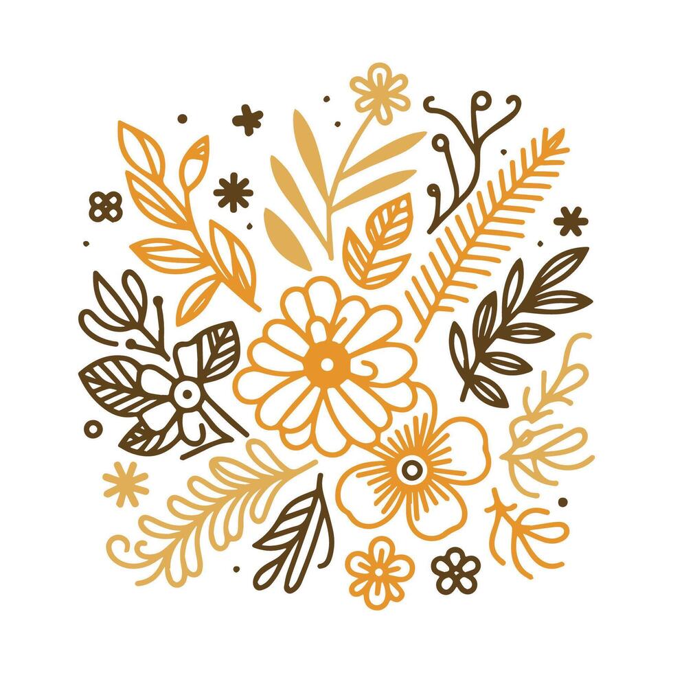 detailed minimalist flower and leaf design with artistic outlines for digital fabric printing and stylish fashion accessories vector