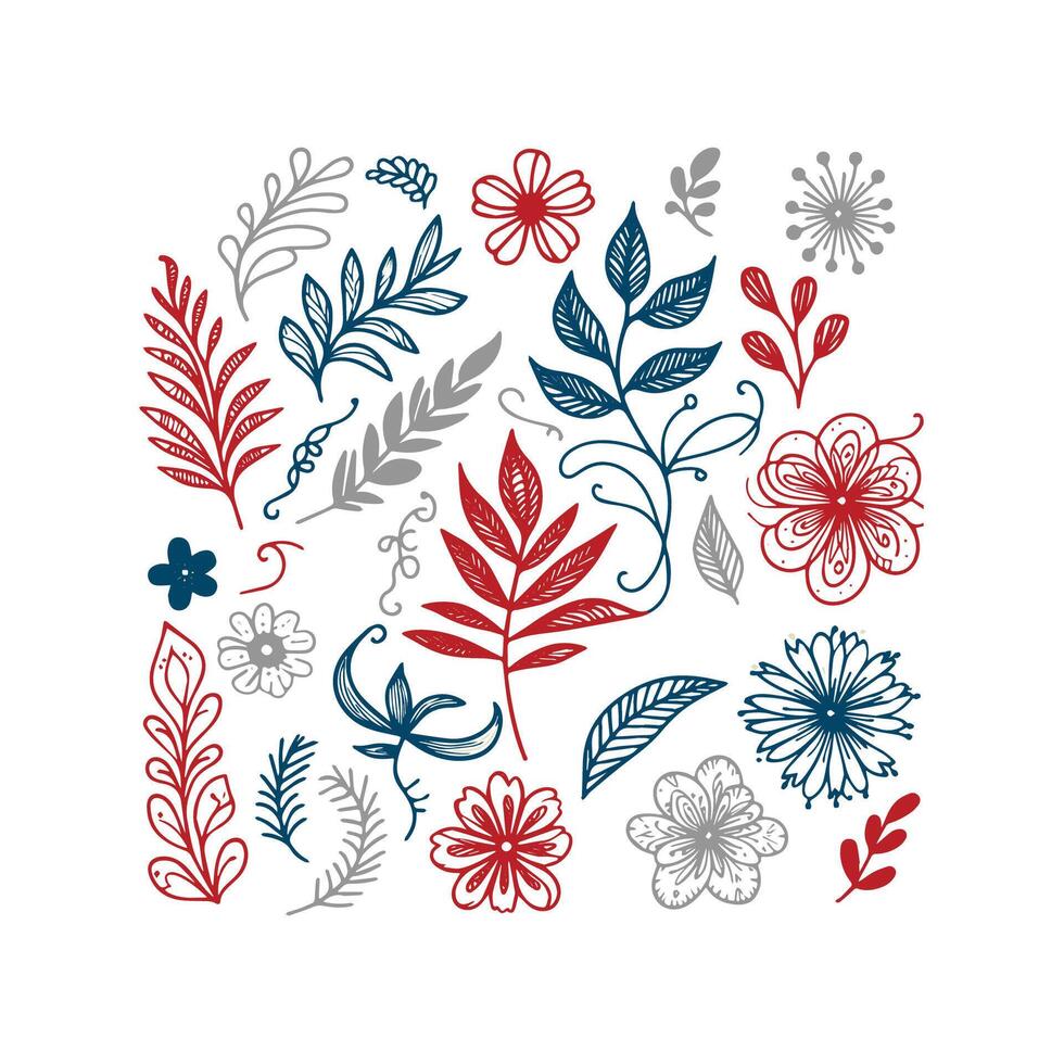 single line flower and leaf design with hand drawn art elements perfect for wrapping decoration and modern textile prints vector