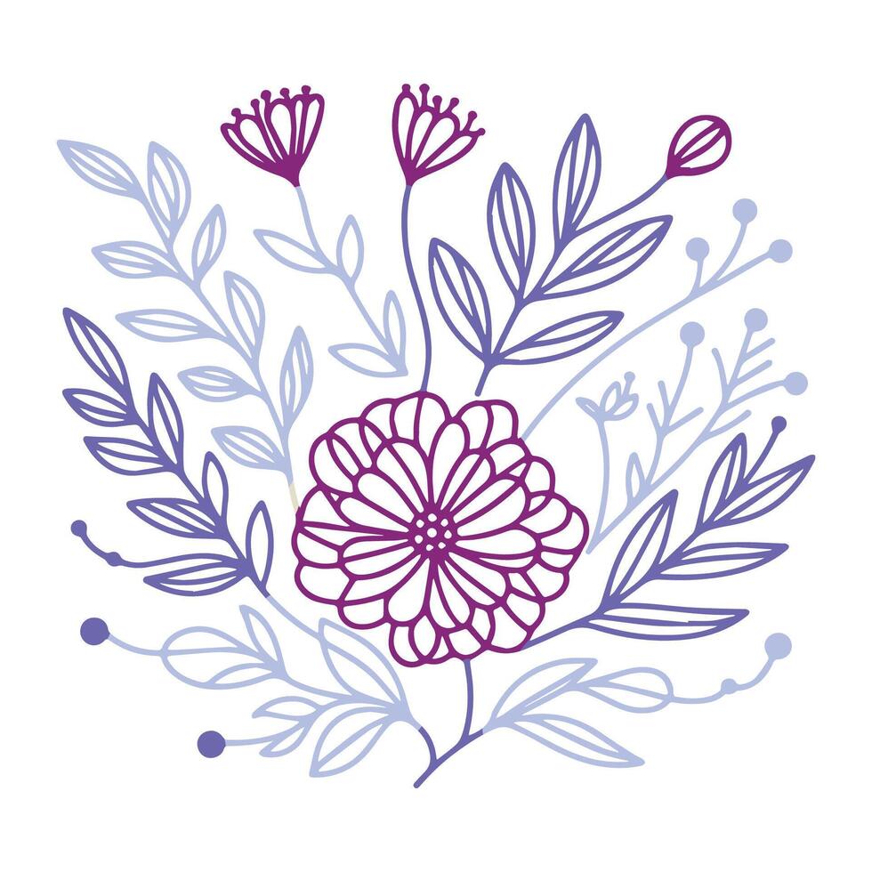 intricate floral pattern with summer inspired blossoms and minimal leaf sketches for pillow cover and textile applications vector