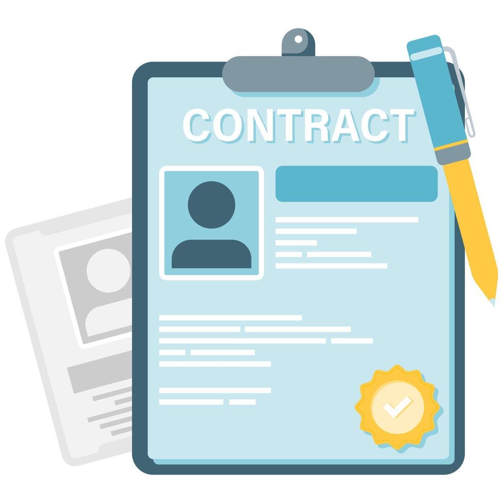 Contract and agreement documents, essential business document vector