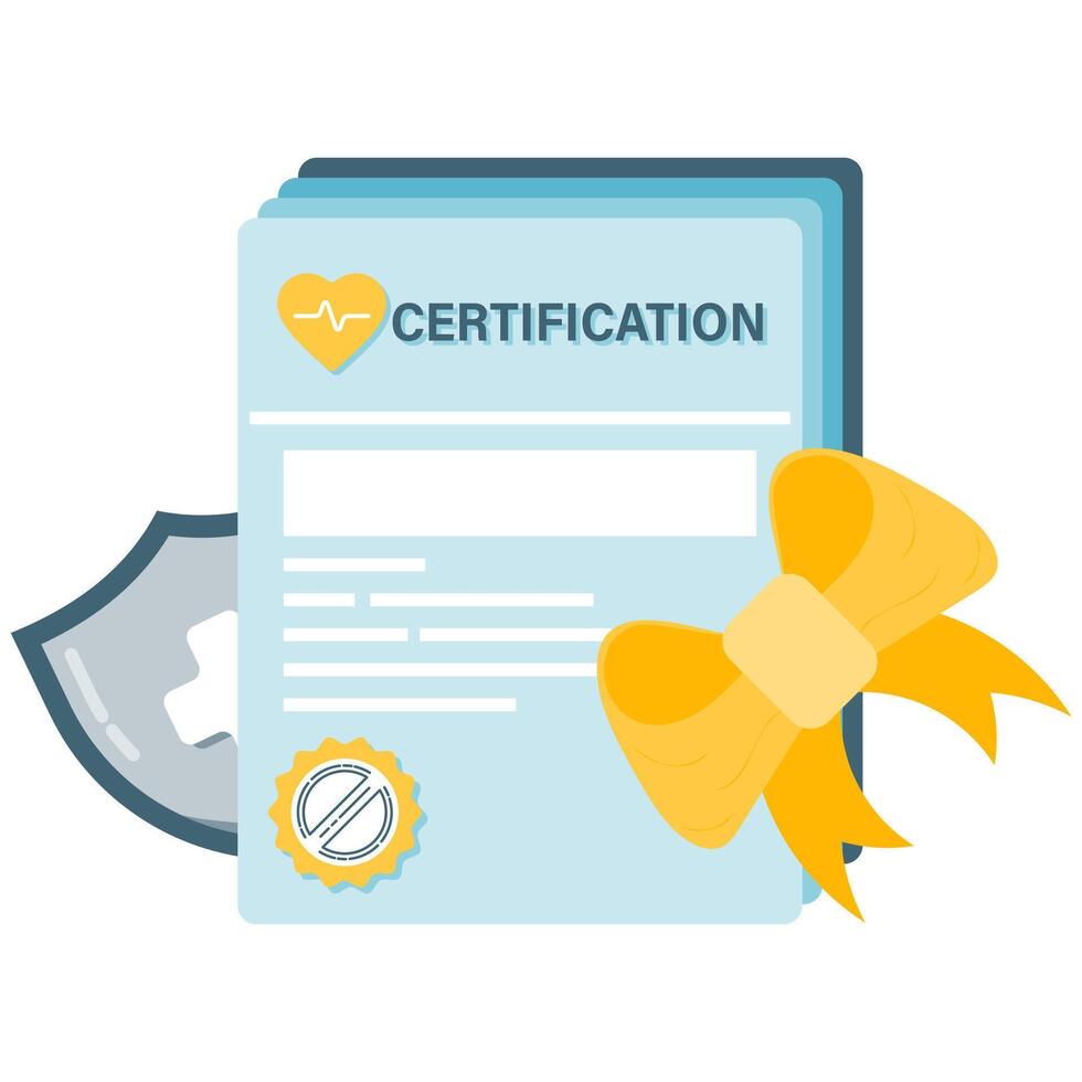 Medical certification documents, essential health record vector
