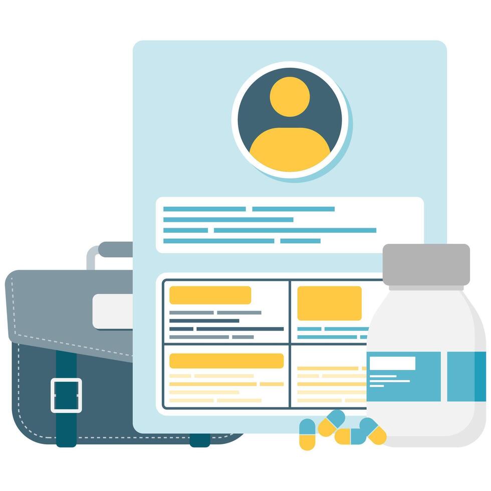 Patient medical records, essential health record vector