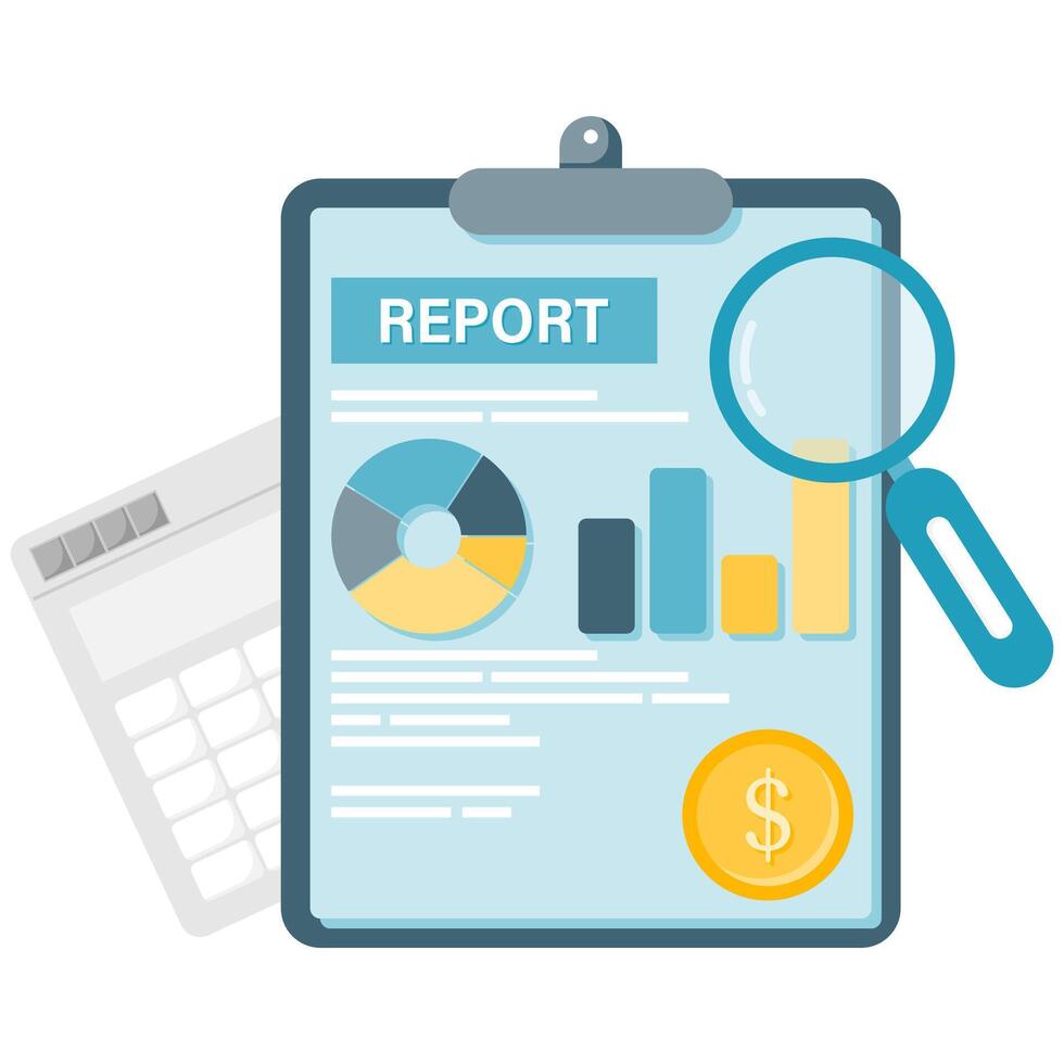Financial report documents, essential business document vector