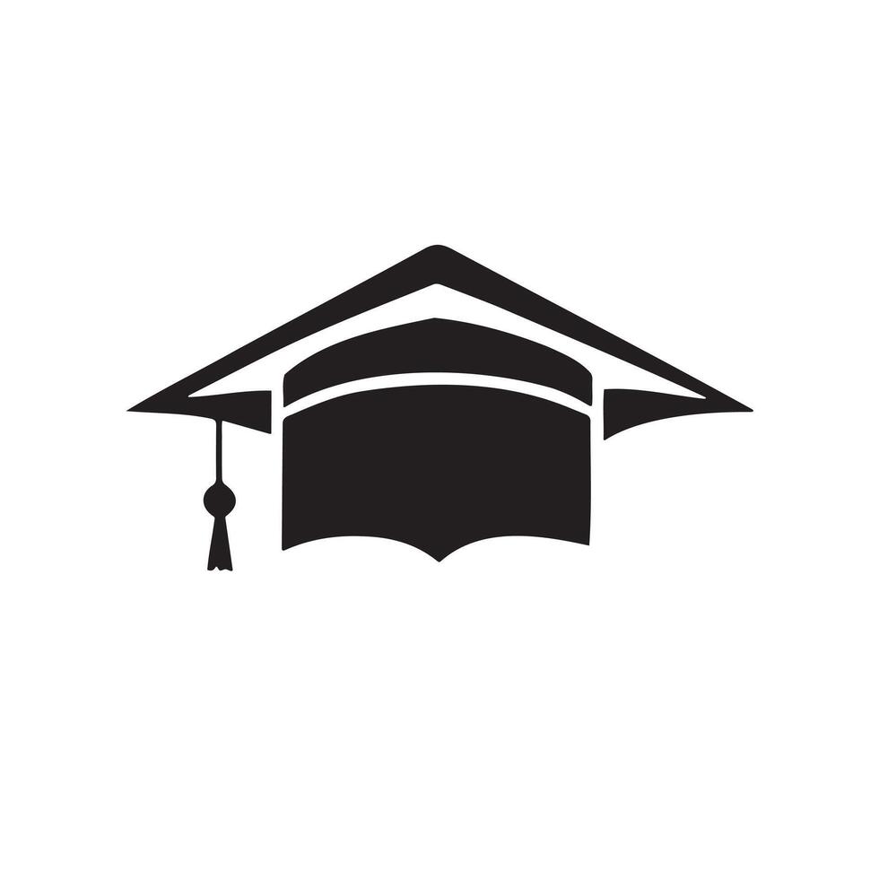 Graduation Cap Icon Silhouette for Educational Graphics vector