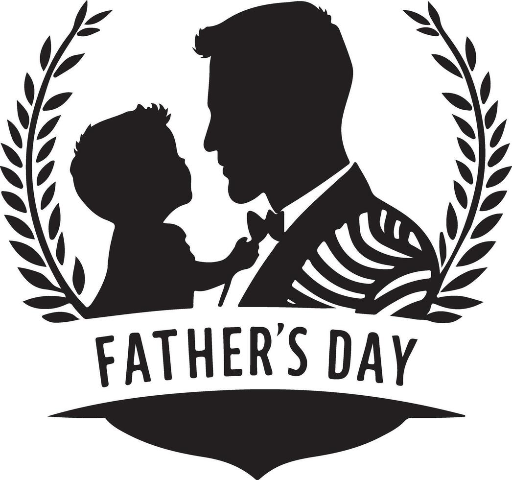Fathers Day logo Silhouette Art Illustration on a White Background vector