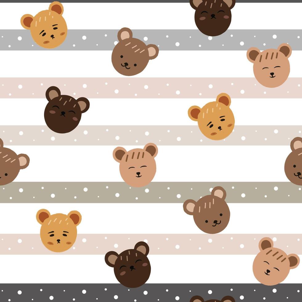 kawaii animal hand drawn seamless pattern for background vector
