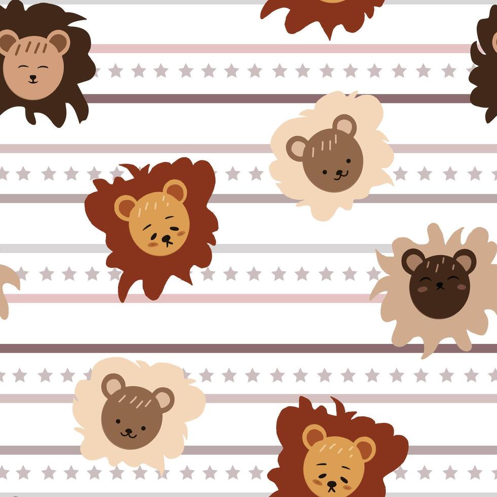Seamless pattern of cute illustrated animals for background vector