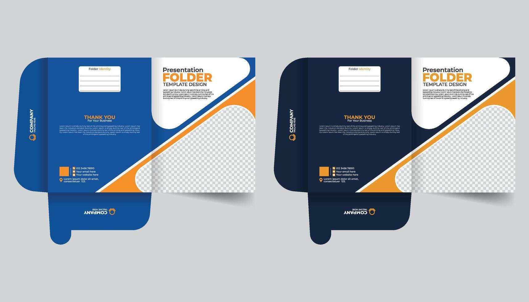 Unique and modern style Presentation file folder design with business information on White Background vector