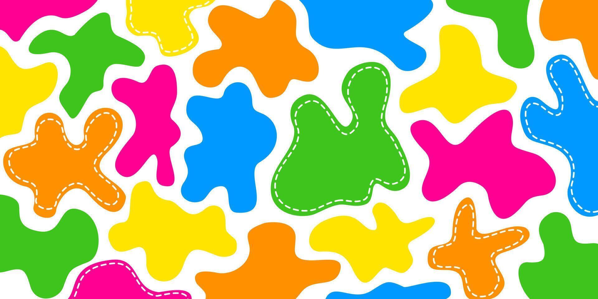Trendy banner with various colorful abstract shapes. Bright wallpaper in a flat style. Modern abstract pattern, colorful fluid paint design. vector