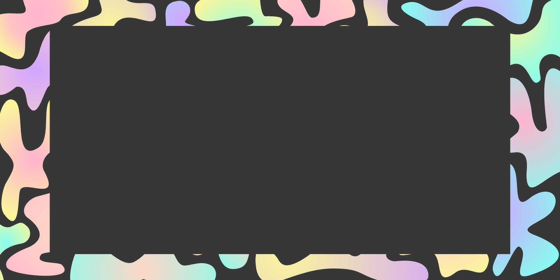 seamless frame with abstract colorful silhouette organic shapes. minimalist boho style with black copy space for text. Wavy liquid distorted shapes. vector