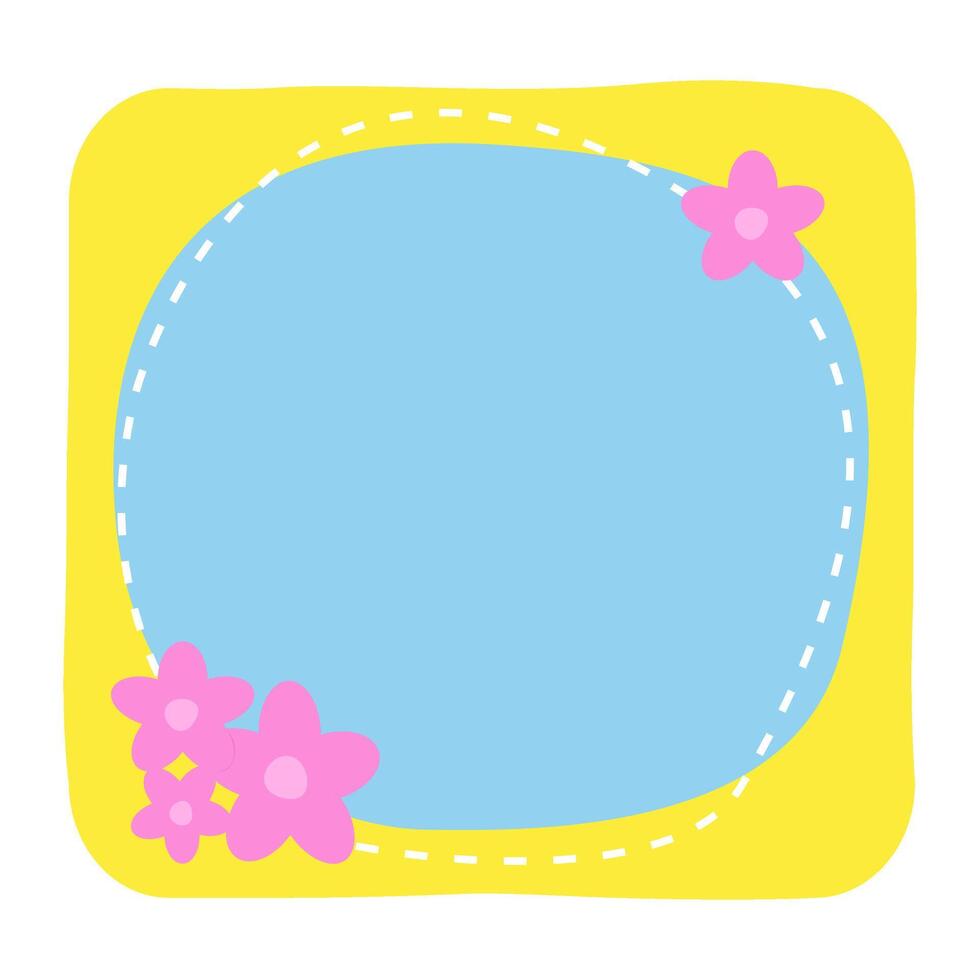 Blue round note paper. Hand-drawn cute striped note paper sheet. Cartoon decorative note paper. vector