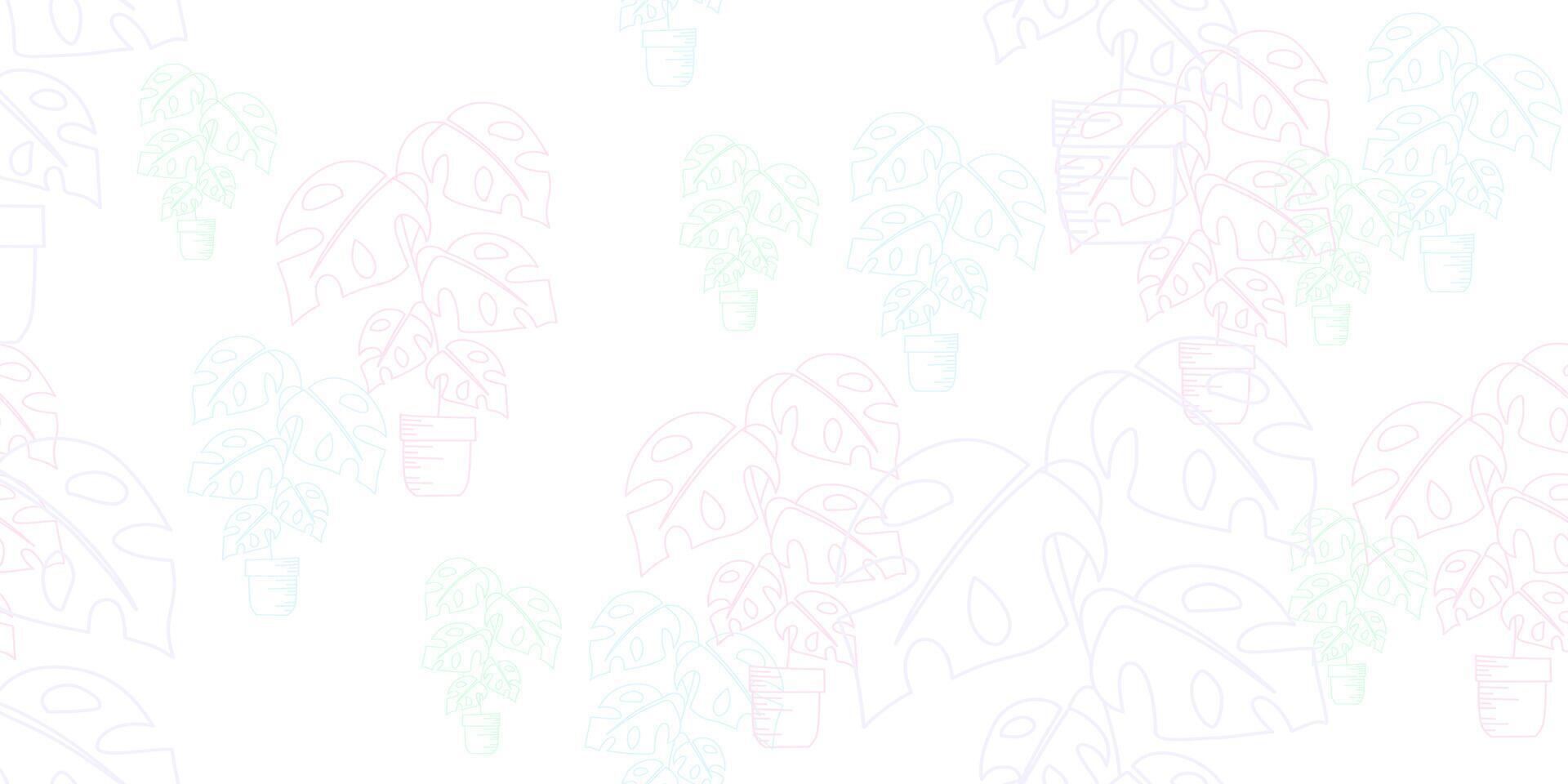 Seamless pattern with houseplants. Chaotic composition on white background. illustration for wrapping paper, textile print. vector