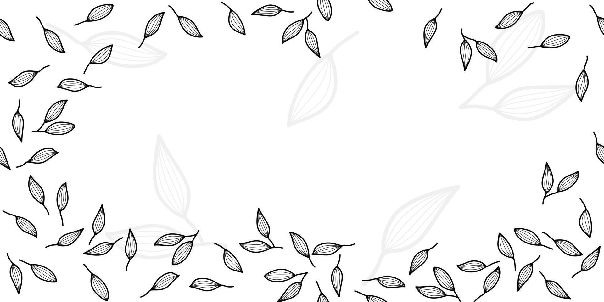 frame of sketches leaves for creativity on white background. vector