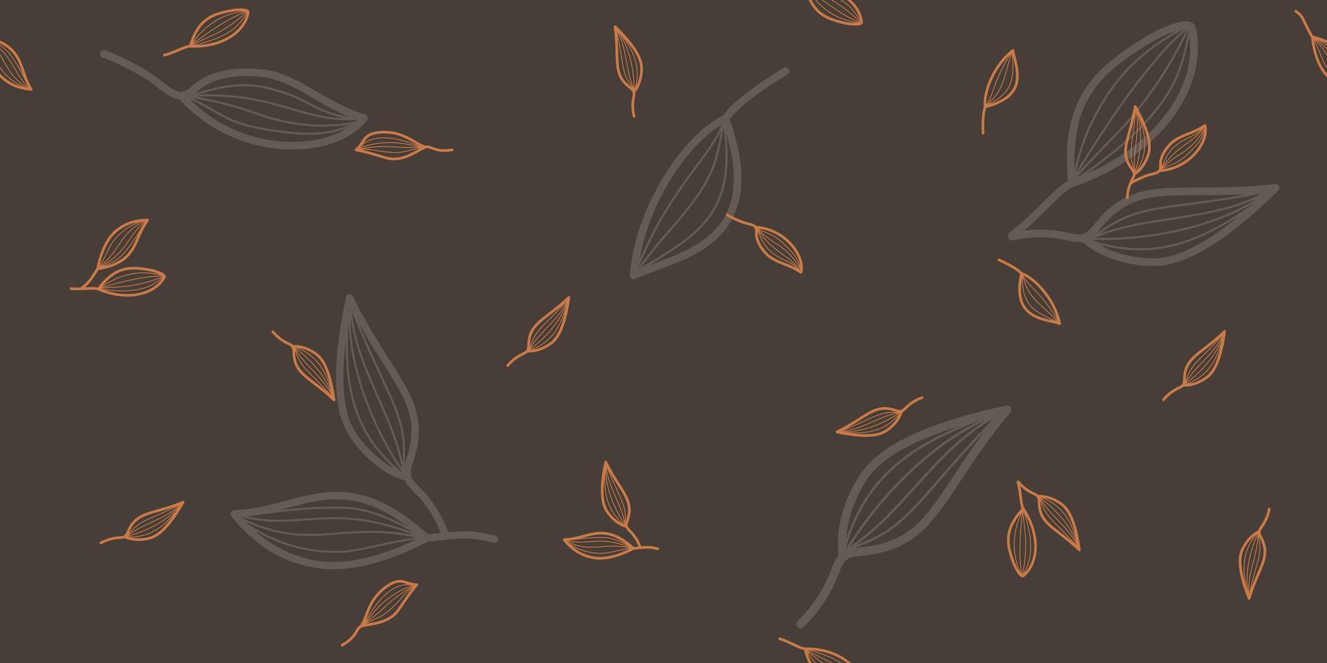 leaves pattern background. leaf seamless pattern on dark background. vector
