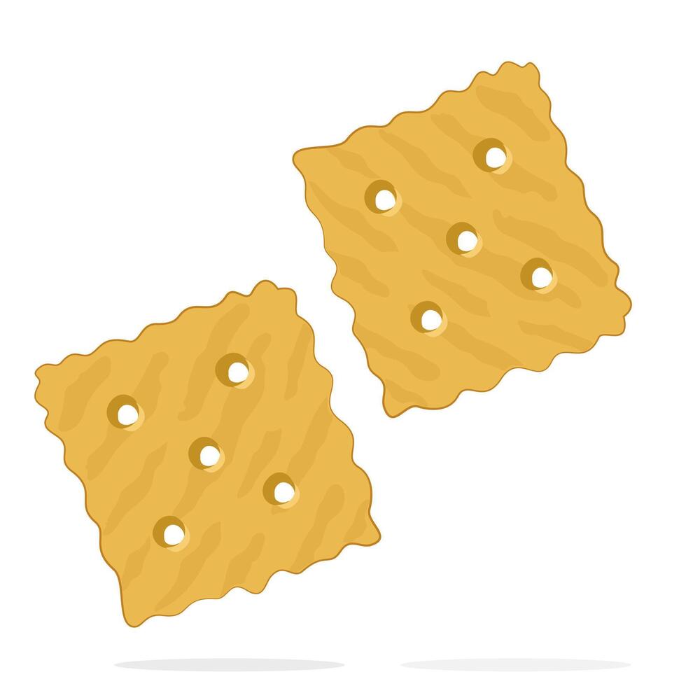 Two square crackers. Illustration of food, snacks. Healthy snack. vector