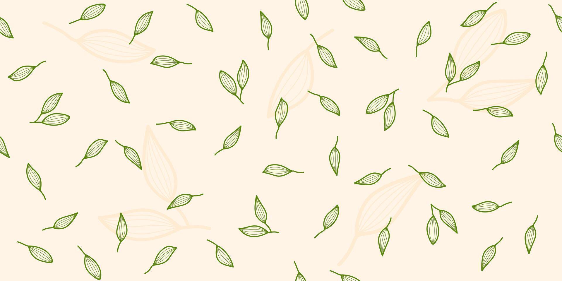 green leaves pattern background. leaf seamless pattern. vector