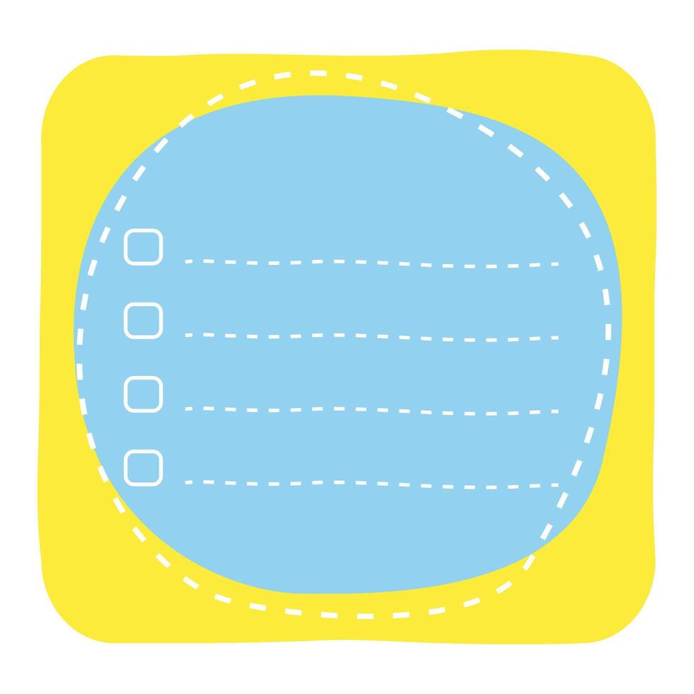 Blue yellow note paper. Hand-drawn cute striped note paper sheet. Cartoon illustration of decorative note paper. vector