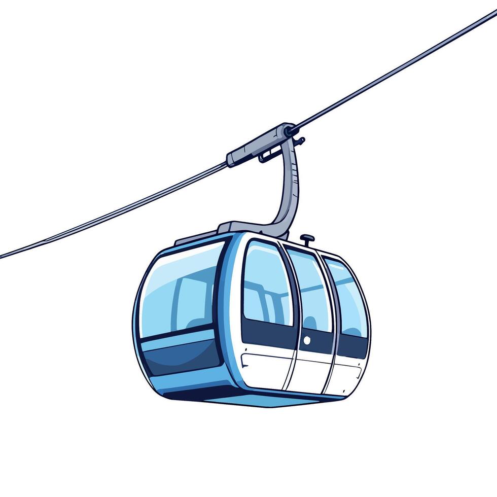cable car gondola hanging on ropeway transporting passengers vector
