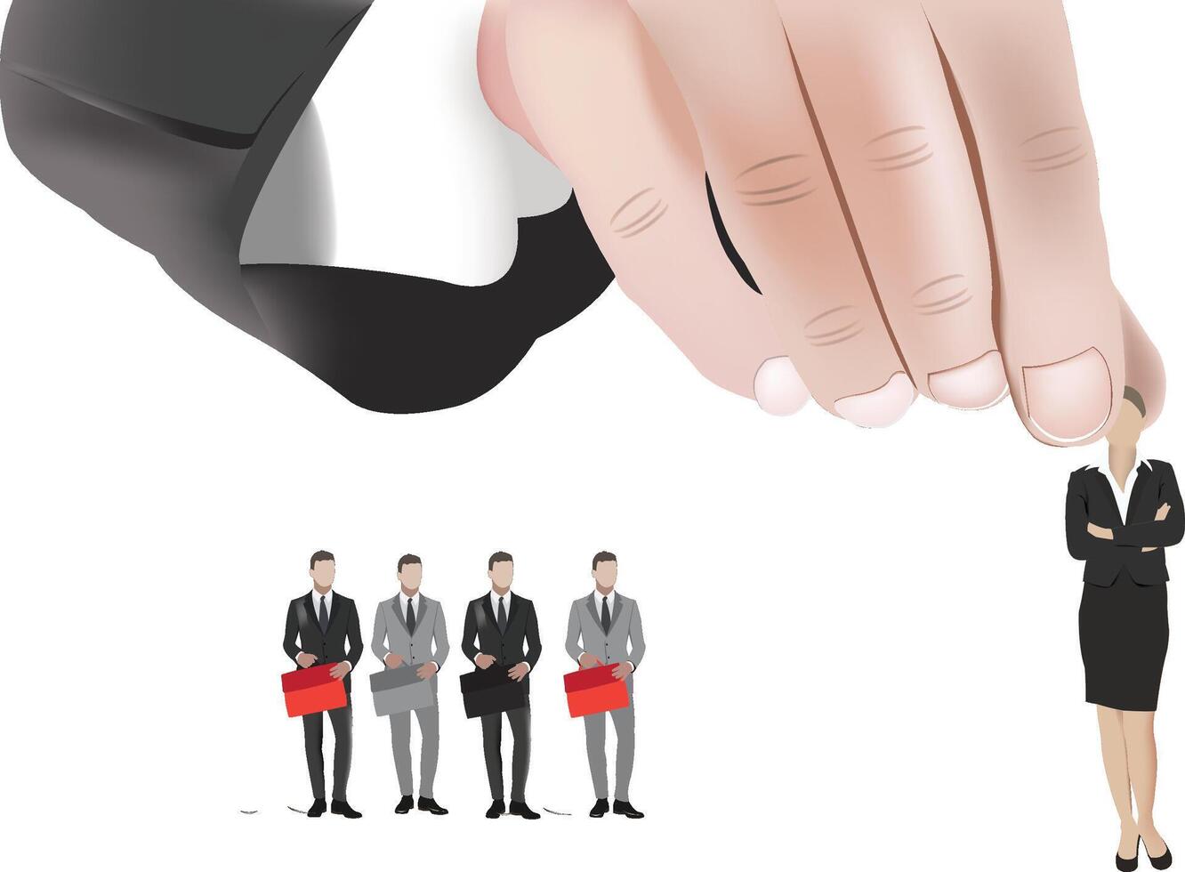 A hand pointing at a group of business people vector
