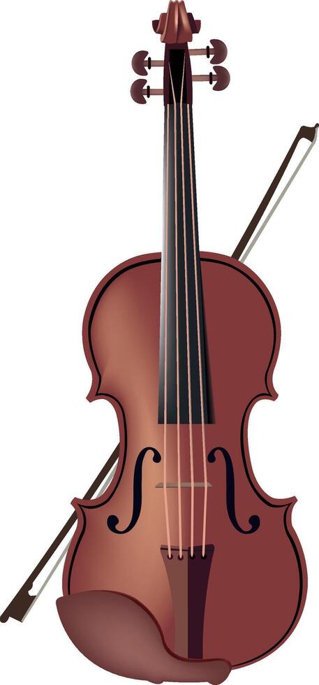 A violin and bow on a white background vector