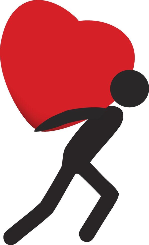 A man carrying a large red heart vector