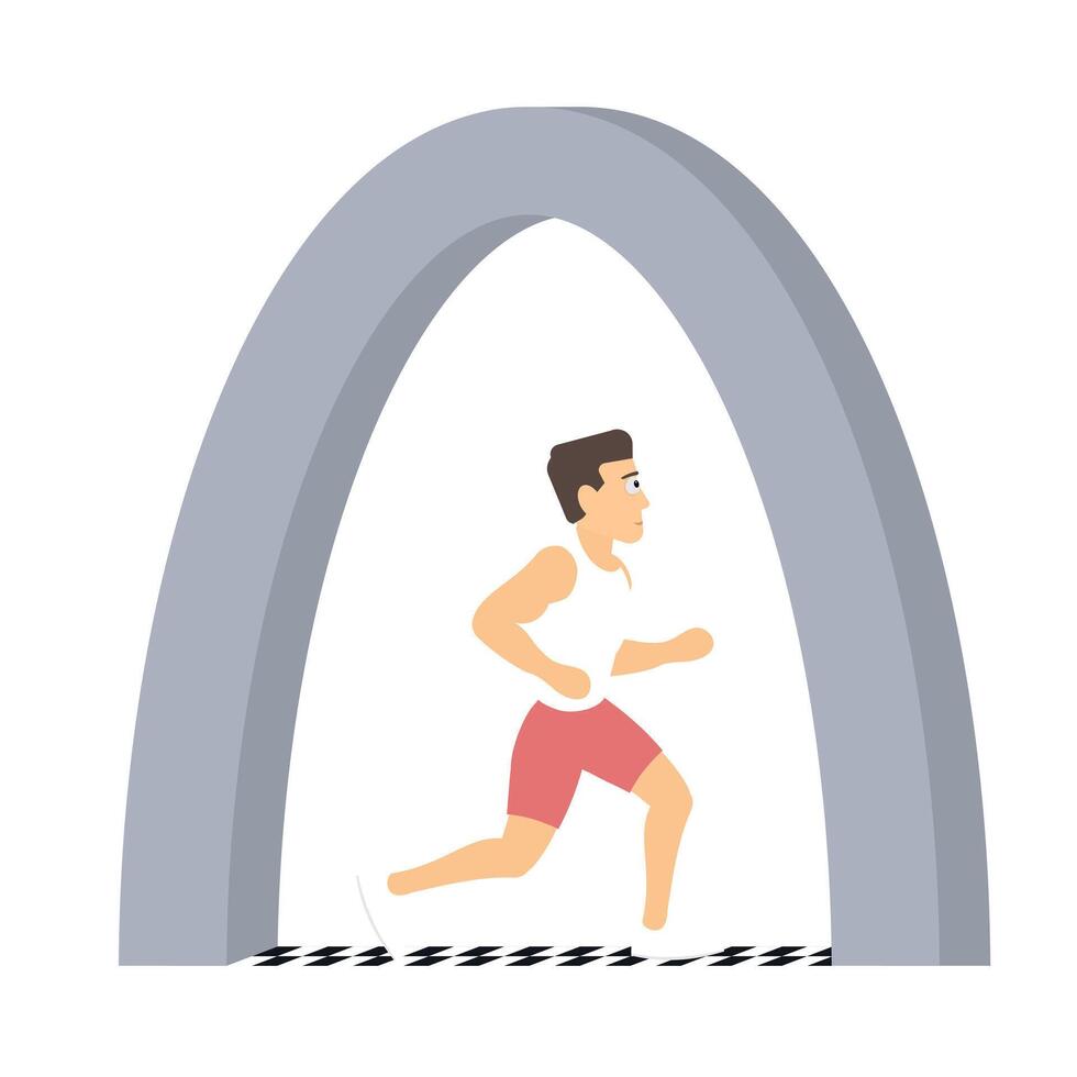 Athlete. Runner crosses the finish line. vector