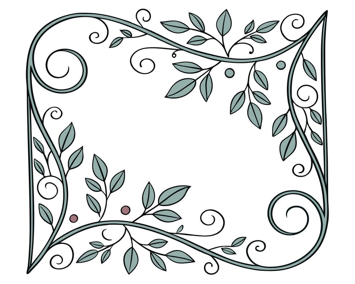 Elegant Decorative Frame with Floral and Botanical Design Elements vector