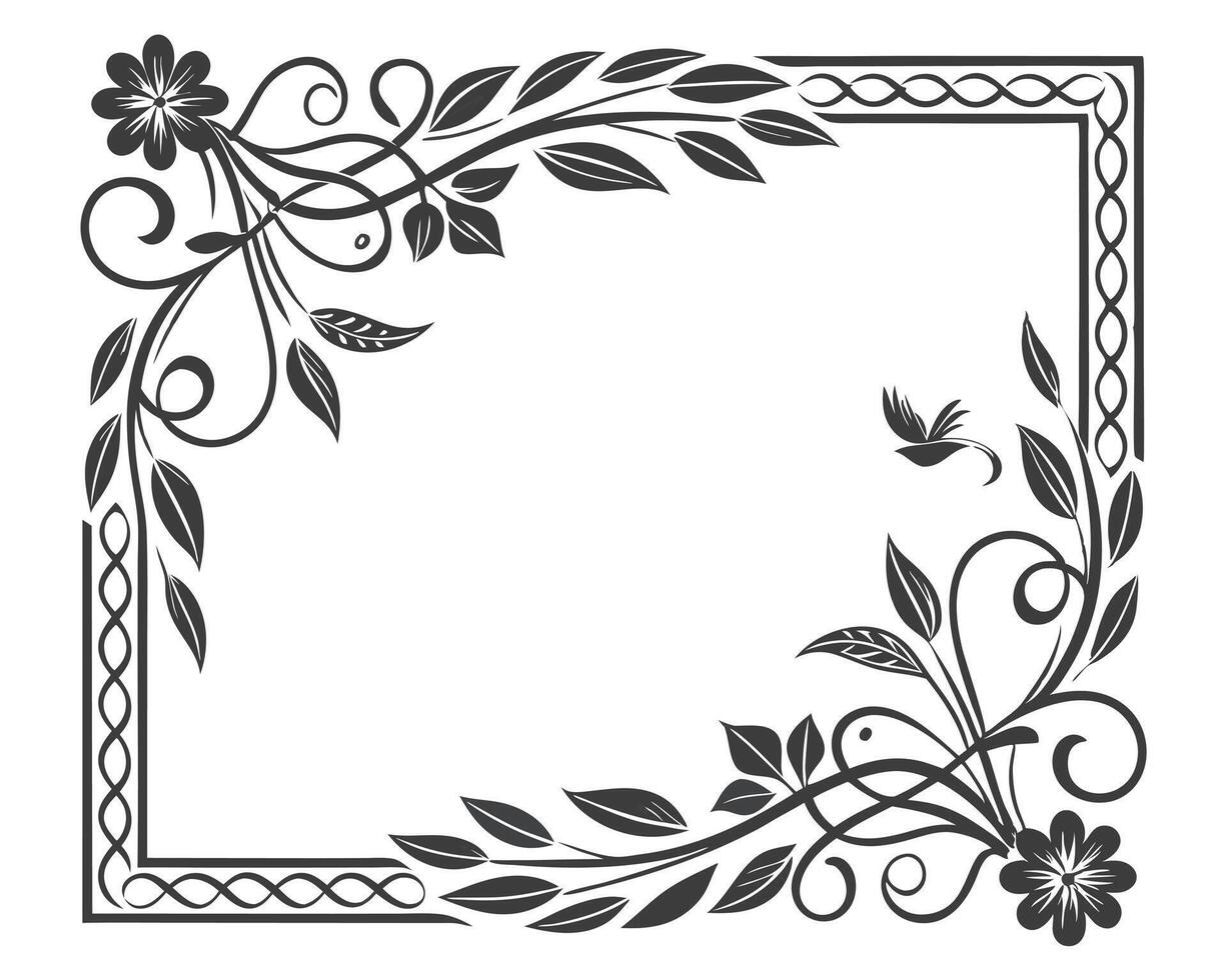 Elegant Floral Decorative Border with Intricate Leaf Patterns vector