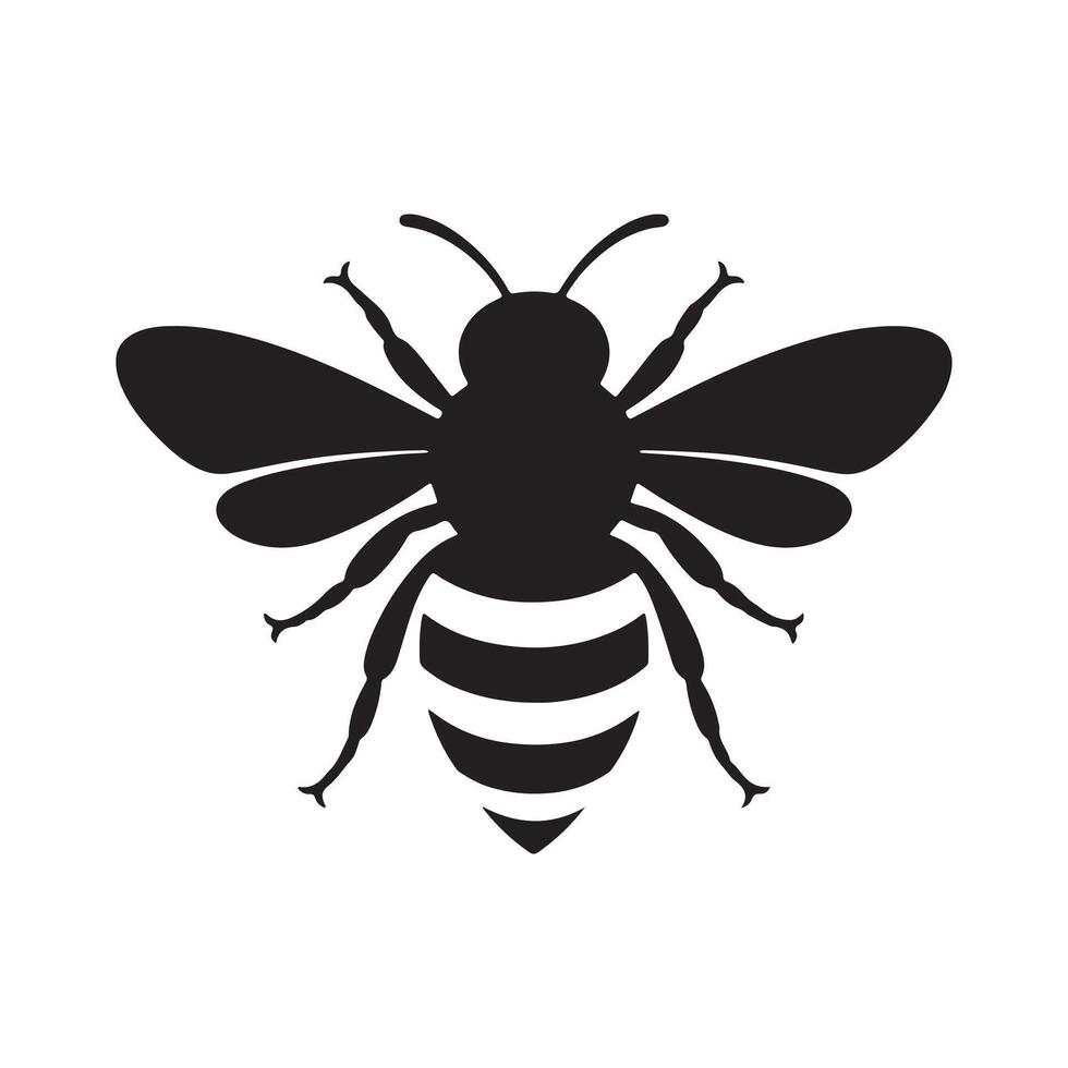 Bee icon silhouette on white background vector