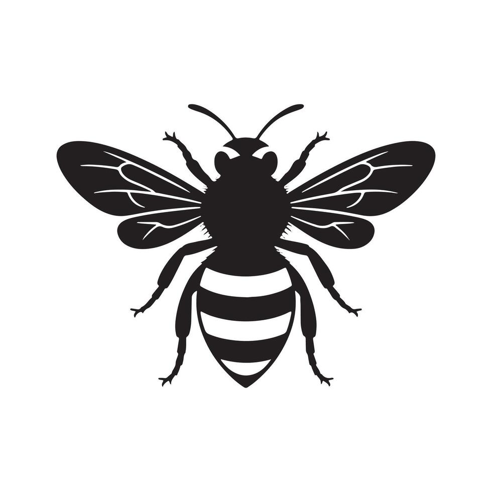 black color bee silhouette icon vector