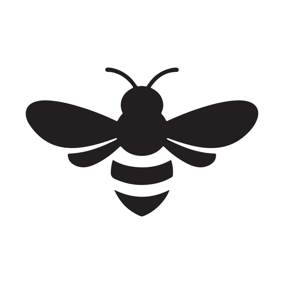simple and single honey bee silhouette icon vector