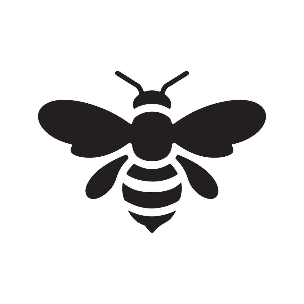 Bee reflection silhouette icon vector