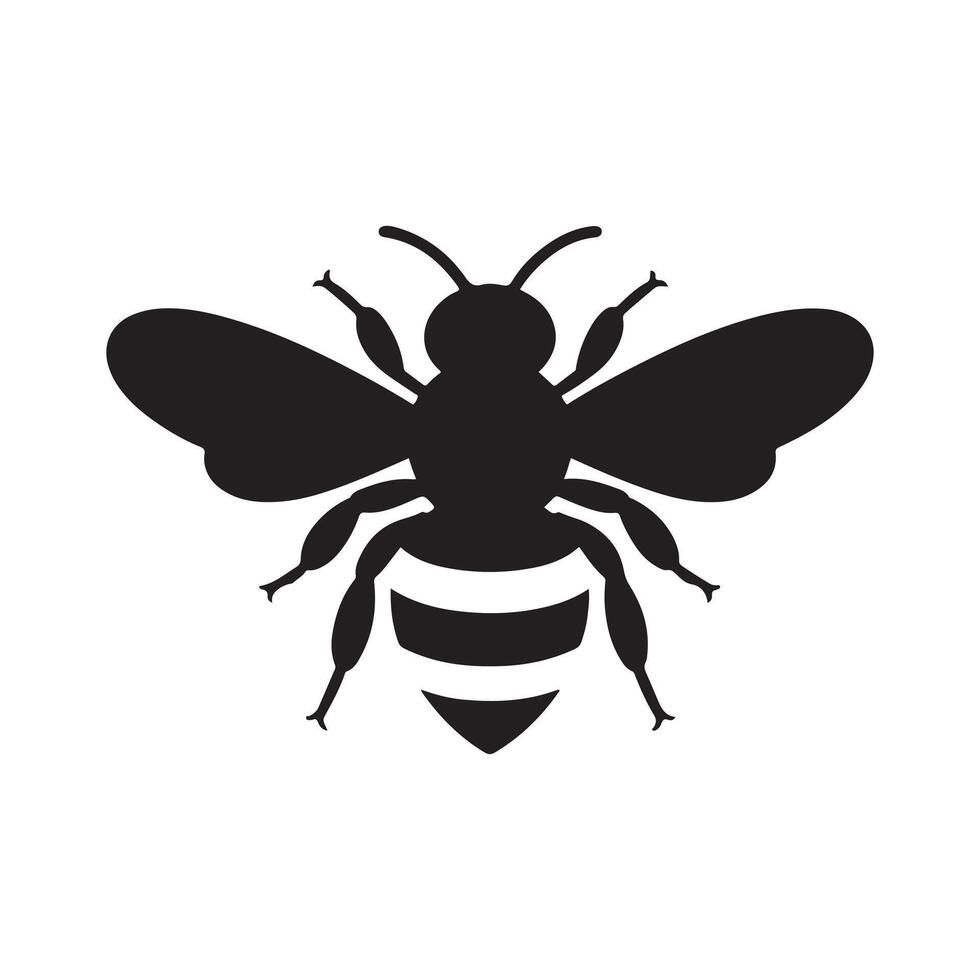 Bee glyph silhouette icon vector
