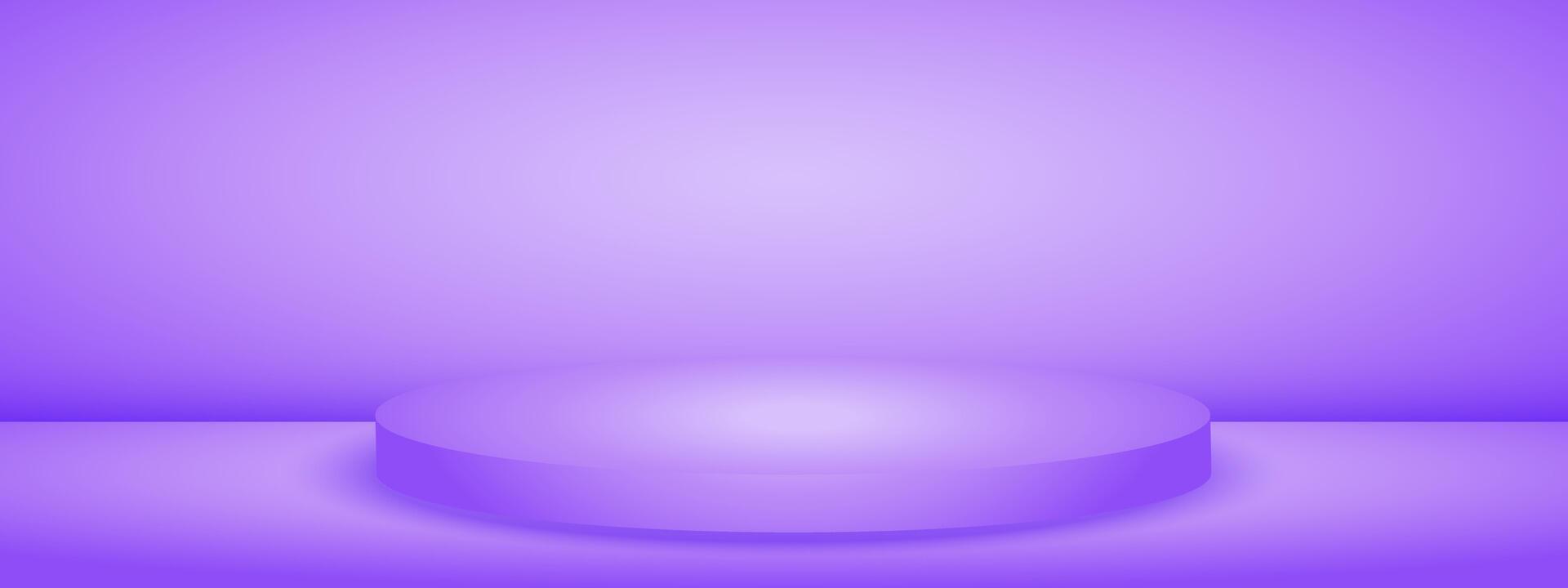 Purple studio room with podium stage. Limbo light background. Abstract 3d bg with empty space for advertising text. mockup illustration. vector