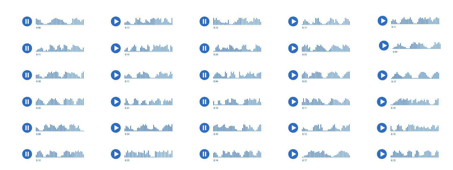 Voice message icons, podcast symbol. Waveform pattern for music player, podcasts, mobile voice message, streaming. vector