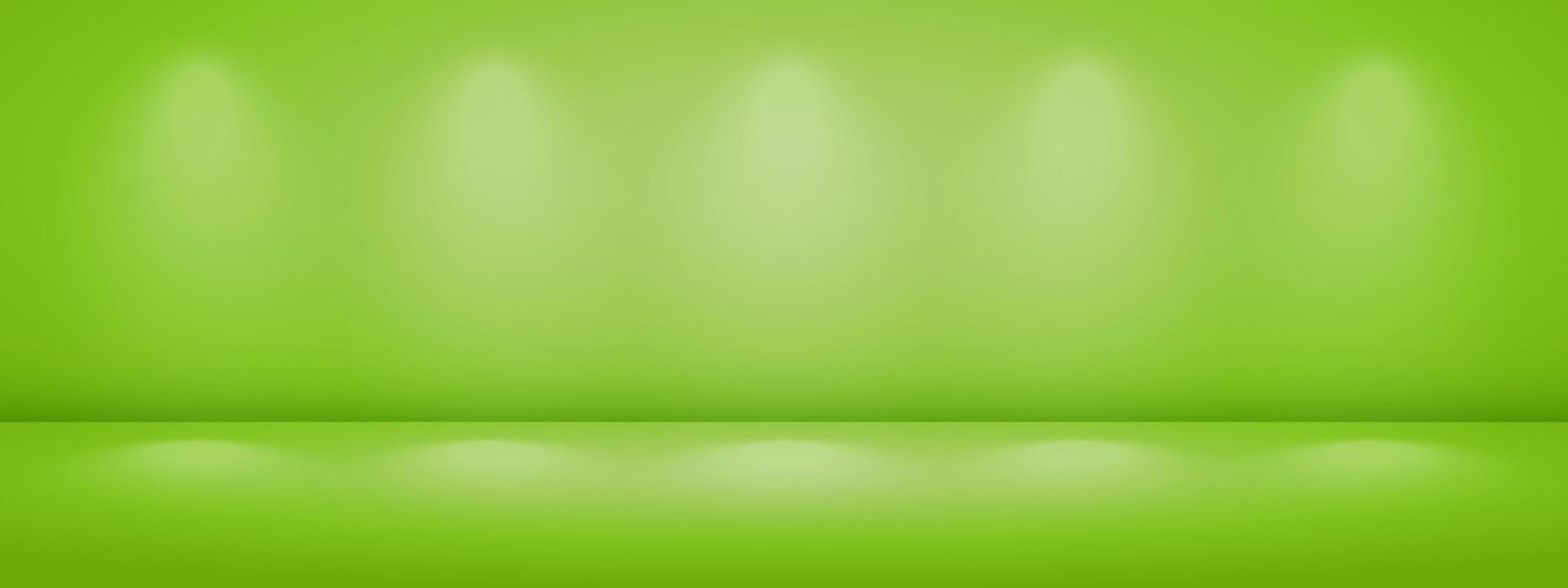Green studio room with light shadow. Limbo light background. Abstract 3d bg with empty space for advertising text. mockup illustration. vector