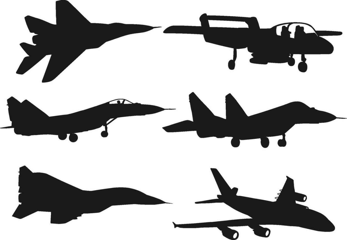 silhouette Airplanes in black color flat design vector