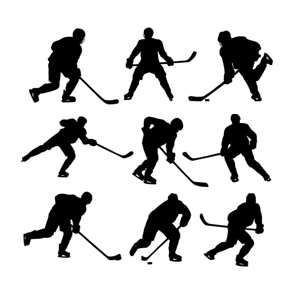 silhouette ice hockey player vector