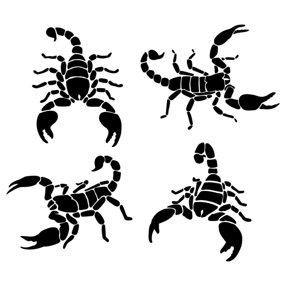 silhouette animal scorpion collection on white background vector