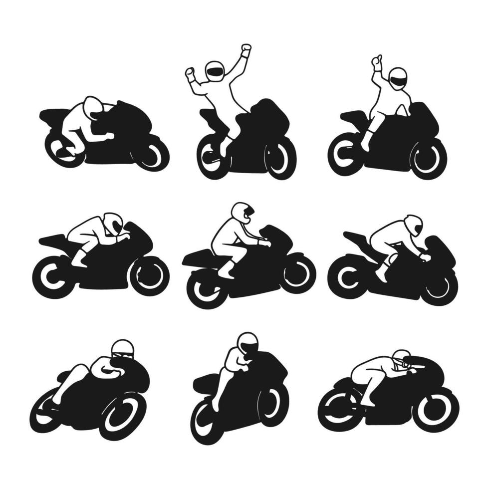 silhouette moto gp collection on white background vector